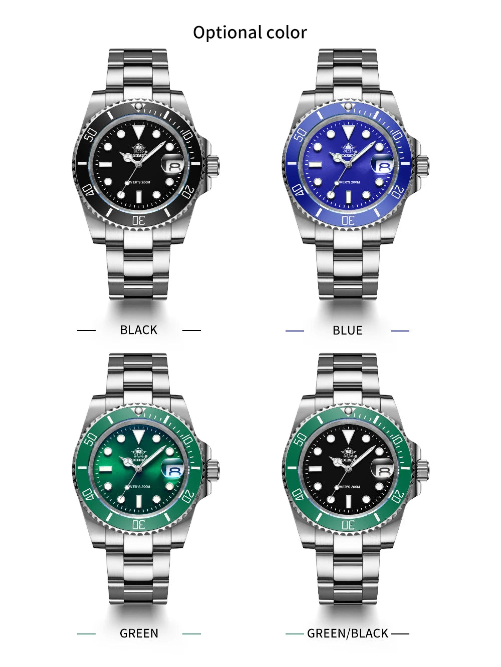 AddiesDive Diver — Reloj automático con bisel cerámico y BGW9 (20 ATM)