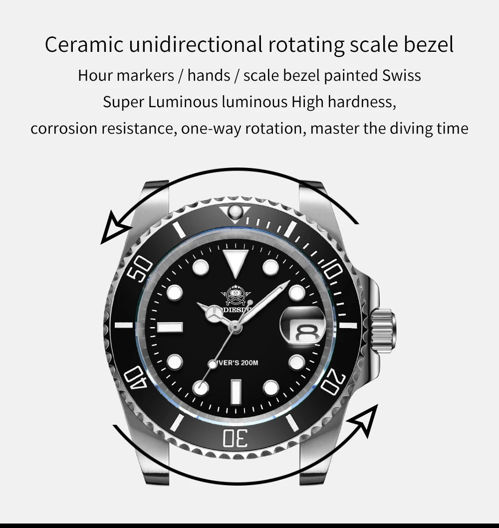 AddiesDive Diver — Reloj automático con bisel cerámico y BGW9 (20 ATM)