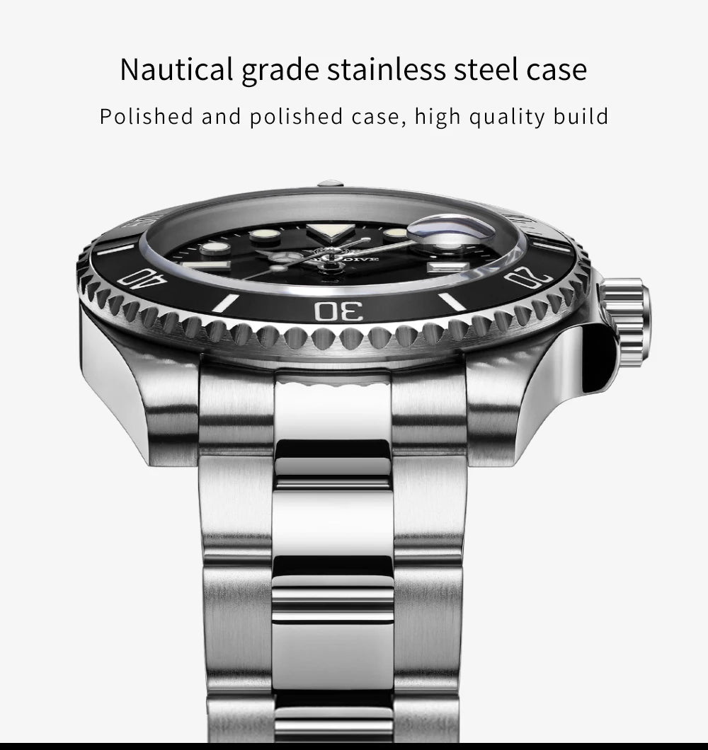 AddiesDive Diver — Reloj automático con bisel cerámico y BGW9 (20 ATM)
