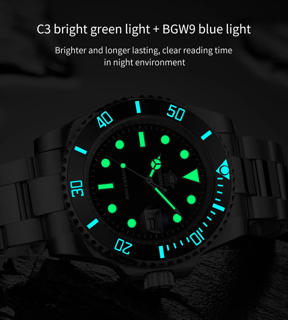 AddiesDive Diver — Reloj automático con bisel cerámico y BGW9 (20 ATM)