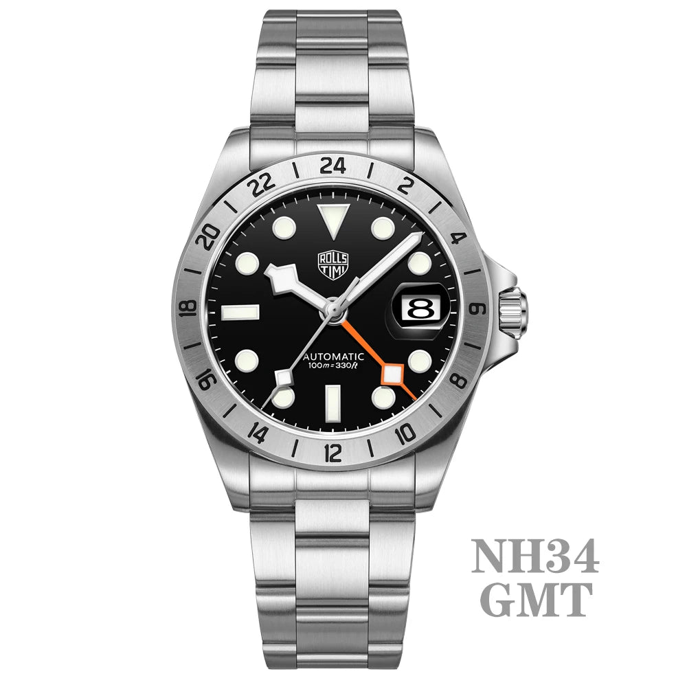 RollsTimi Explorer II — GMT automático con zafiro y Seiko NH34