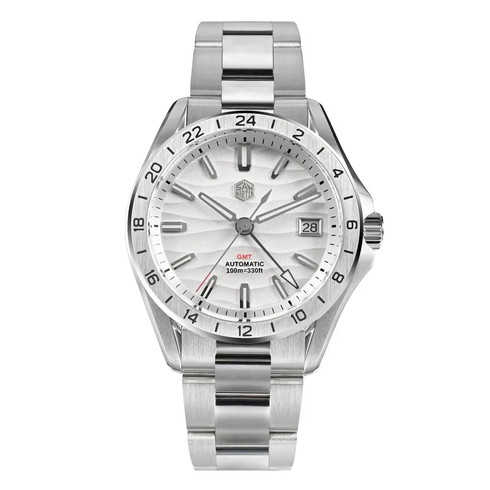 San Martin SN0129-G GMT — Reloj con esfera textura desierto y NH34 (39 mm)