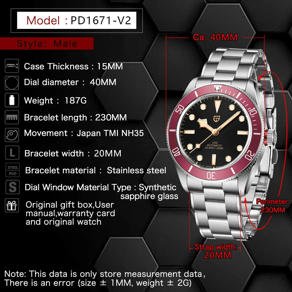 Pagani Design PD-1696 V2 — Diver tipo Black Bay con NH35 o Miyota 8215
