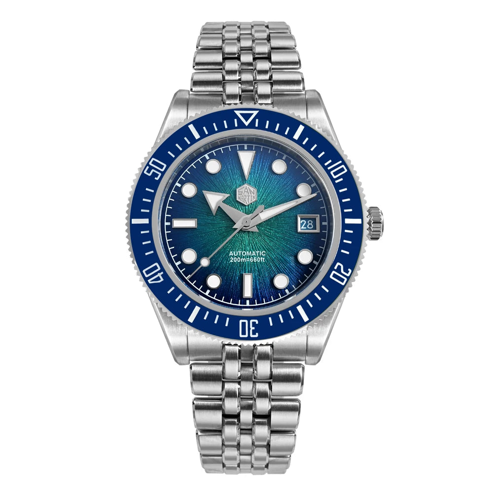 San Martin SN0148-GX — Diver esfera esmalte sunburst con Miyota 9015 (37,5 o 40 mm)