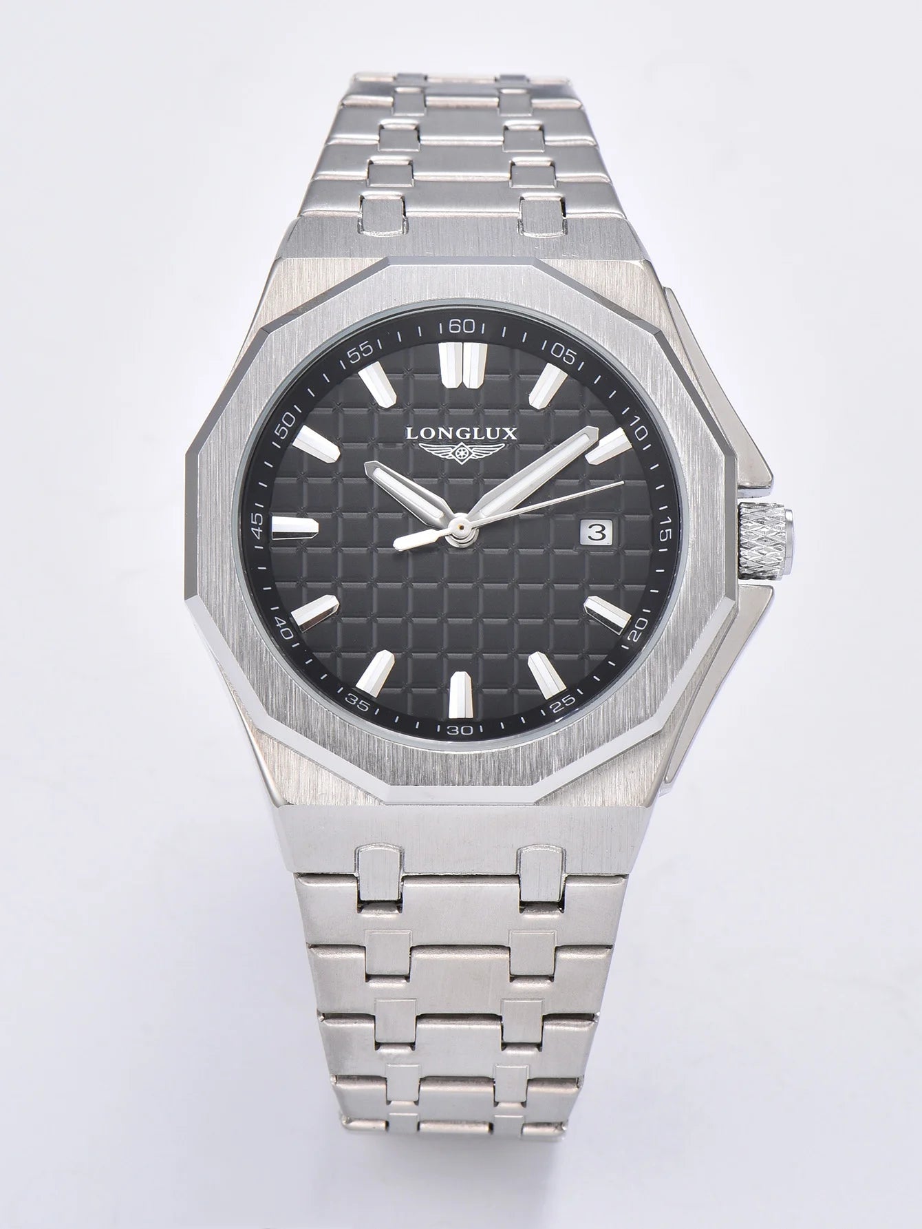 Longlux 8076LG — Reloj automático asequible con fecha en acero