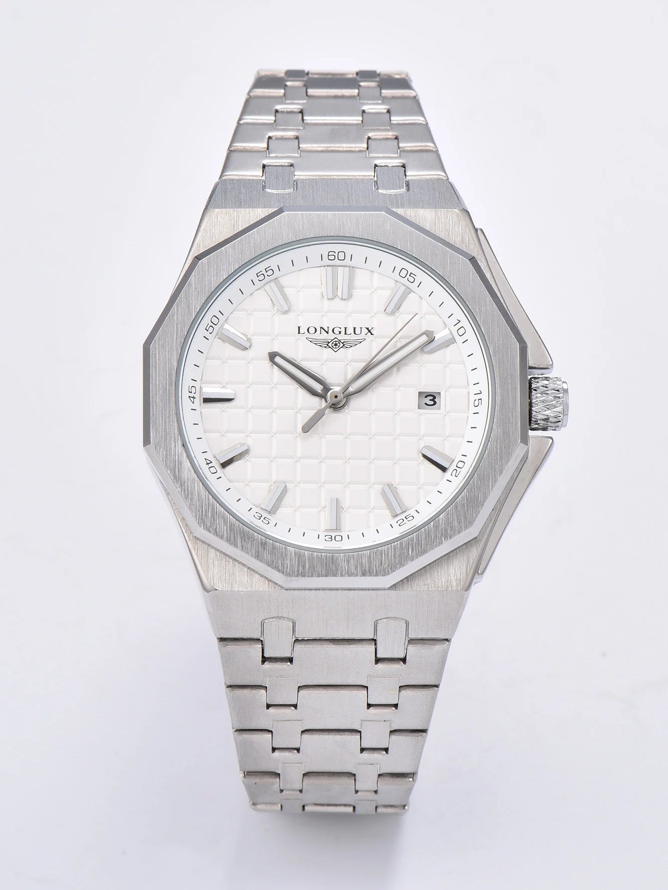 Longlux 8076LG — Reloj automático asequible con fecha en acero