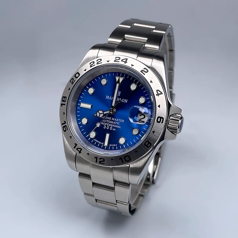 Macarlon Explorer 2 — Reloj automático 39 mm con bisel grabado y Seiko NH35