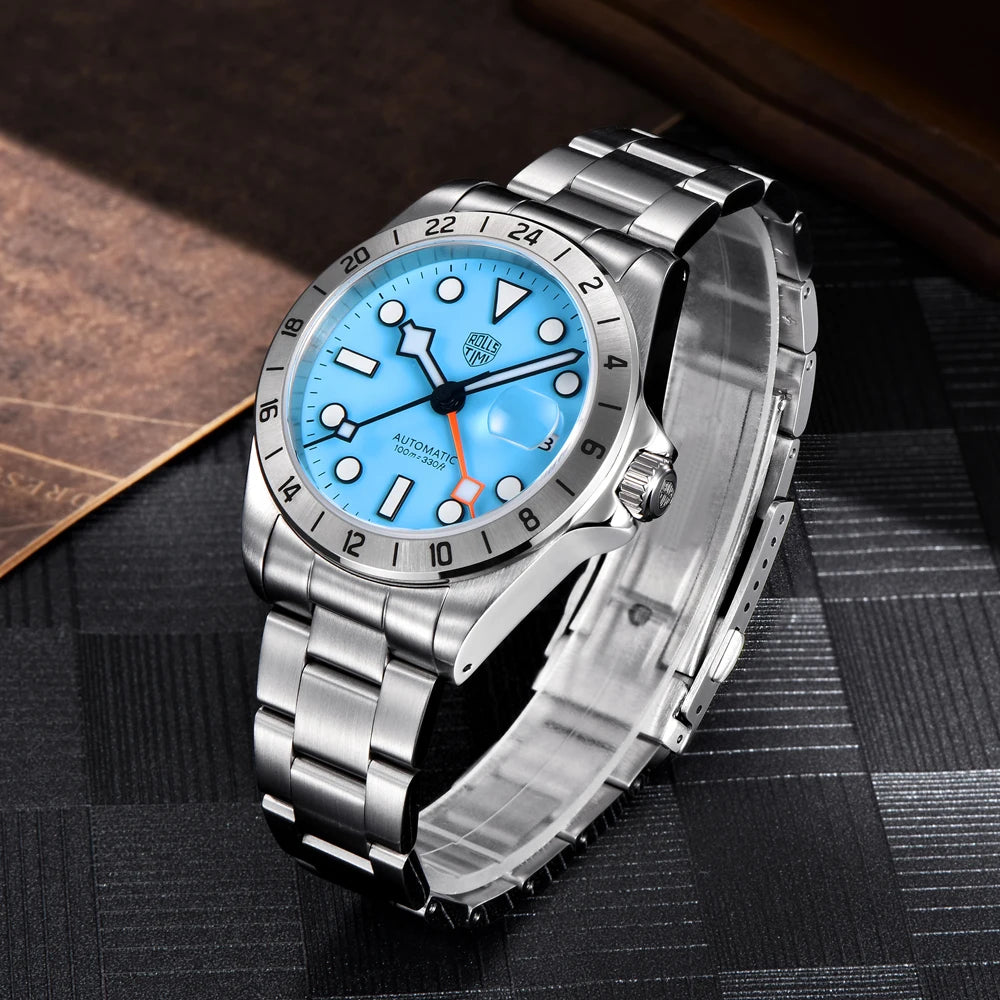 RollsTimi Explorer II — GMT automático con zafiro y Seiko NH34