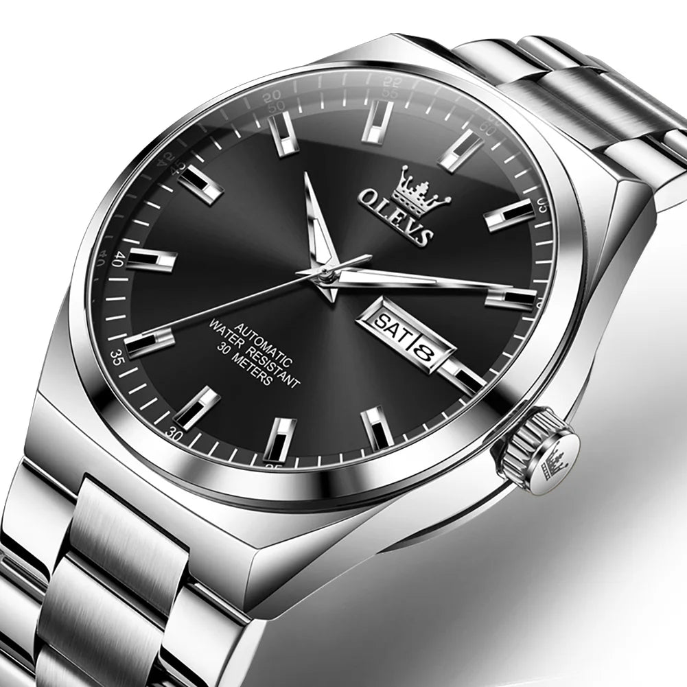 OLEVS Datejust — Reloj automático clásico en acero 316L