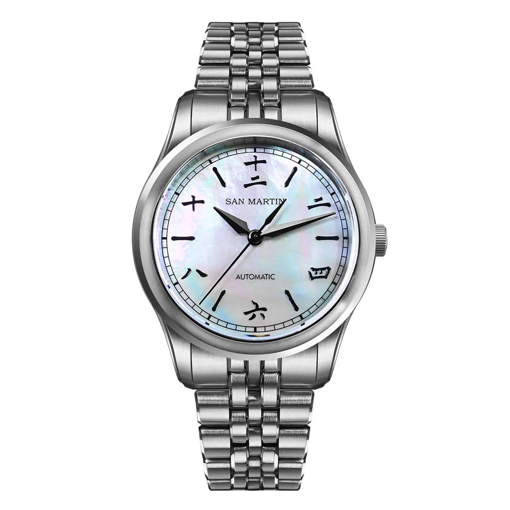 San Martin SN0144-CG4 — Gada MOP y Sparkle con Miyota 90S5 (39 mm)