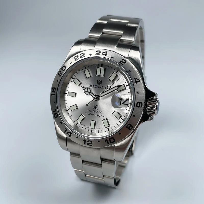 Macarlon Explorer 2 — Reloj automático 39 mm con bisel grabado y Seiko NH35