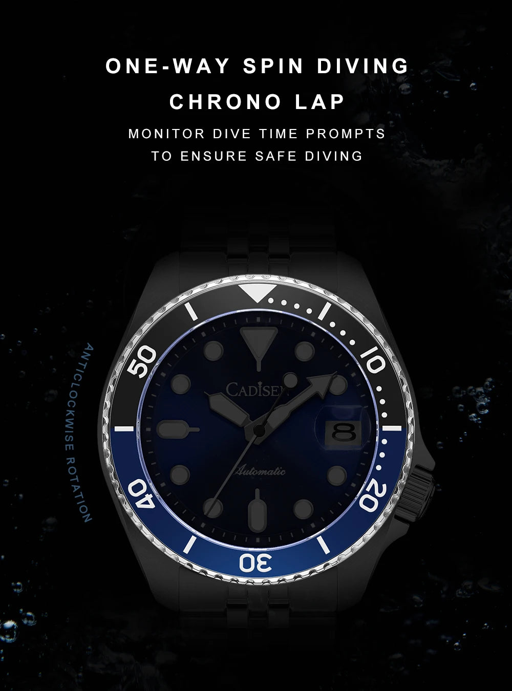 Cadisen GMT — Reloj automático con bisel cerámico y zafiro