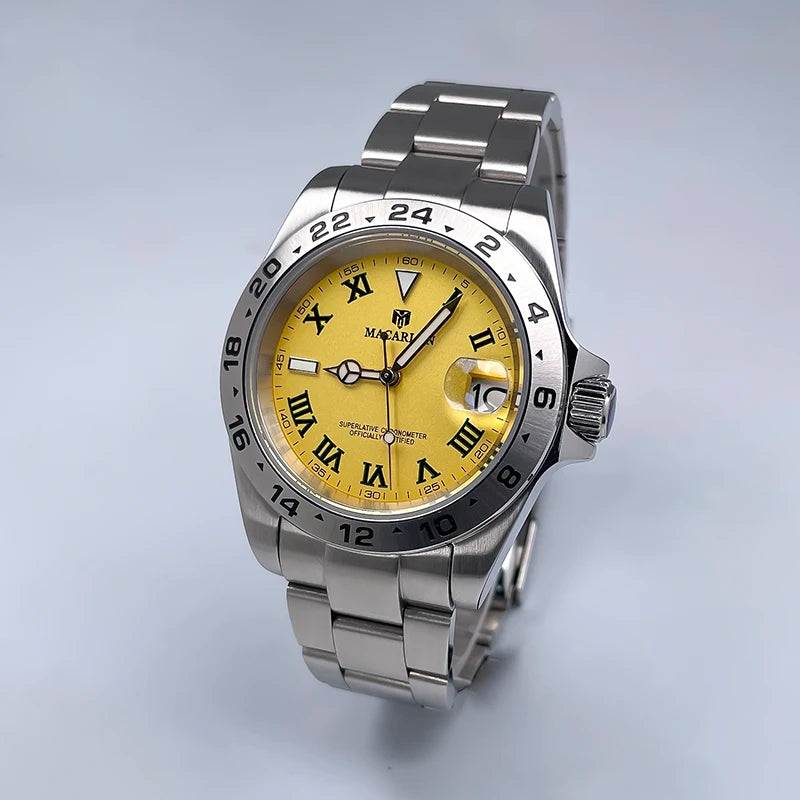 Macarlon Explorer 2 — Reloj automático 39 mm con bisel grabado y Seiko NH35