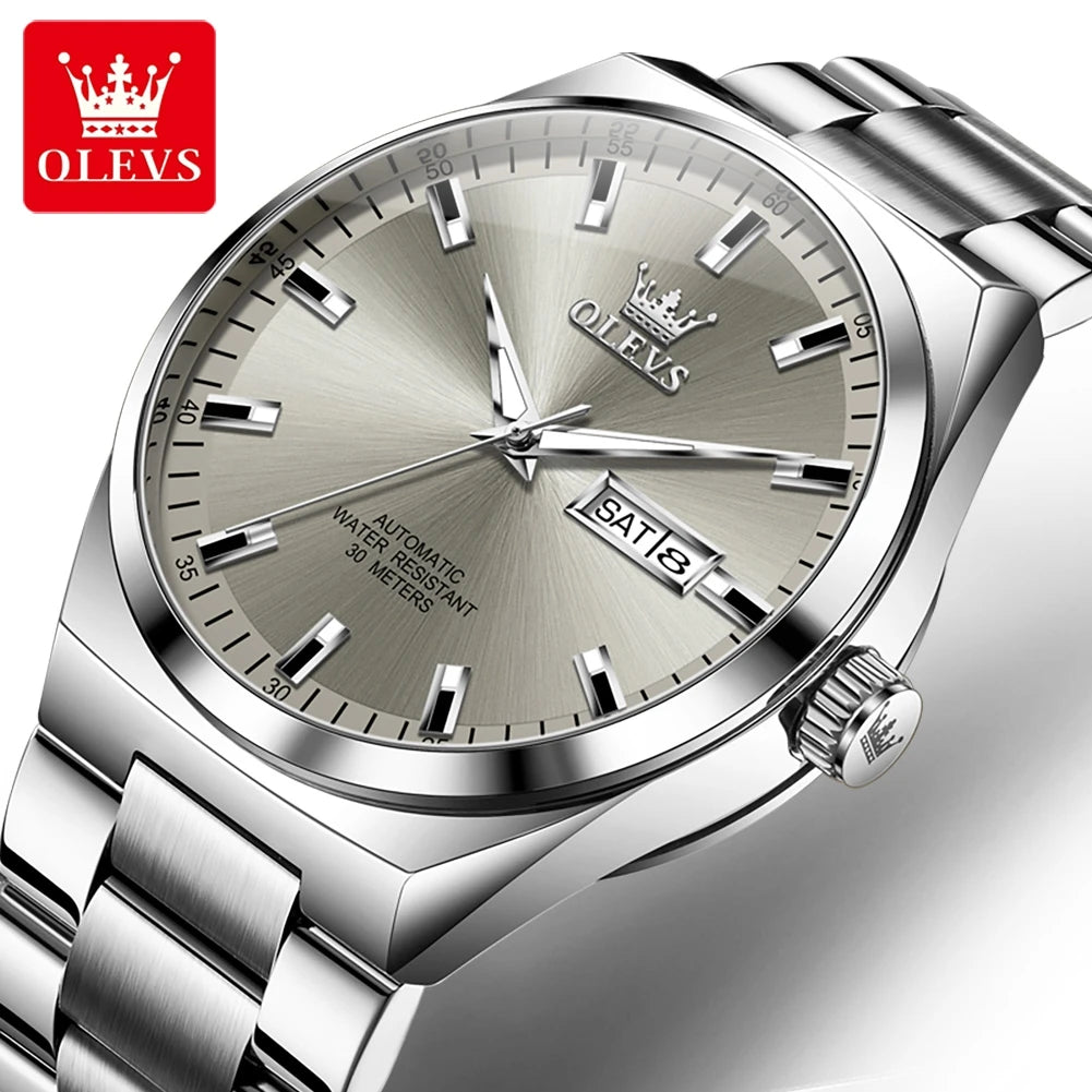 OLEVS Datejust — Reloj automático clásico en acero 316L