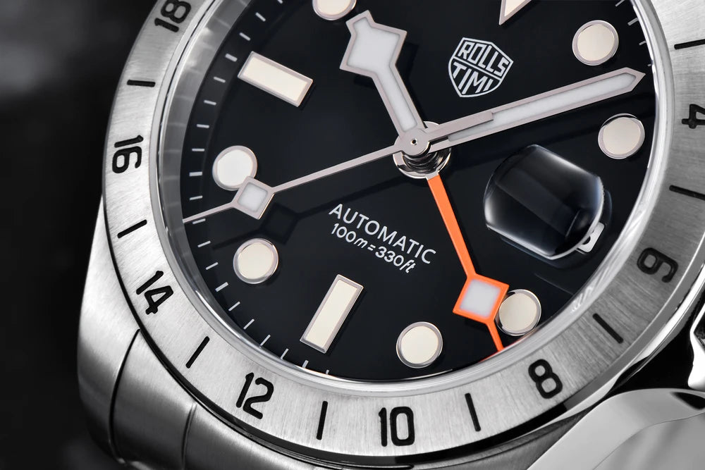 RollsTimi Explorer II — GMT automático con zafiro y Seiko NH34