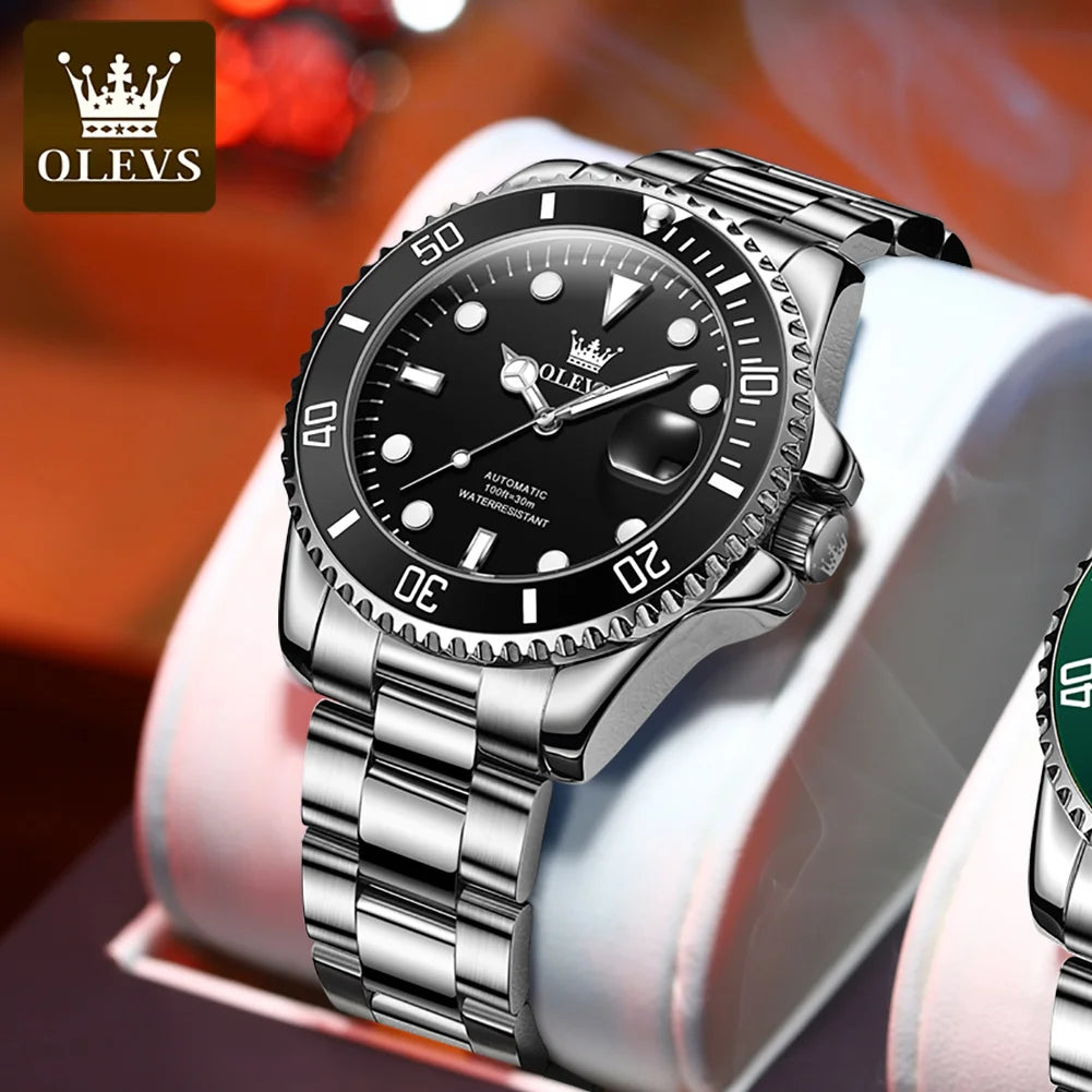 OLEVS 6650 — Reloj automático Datejust con incrustaciones de circonita
