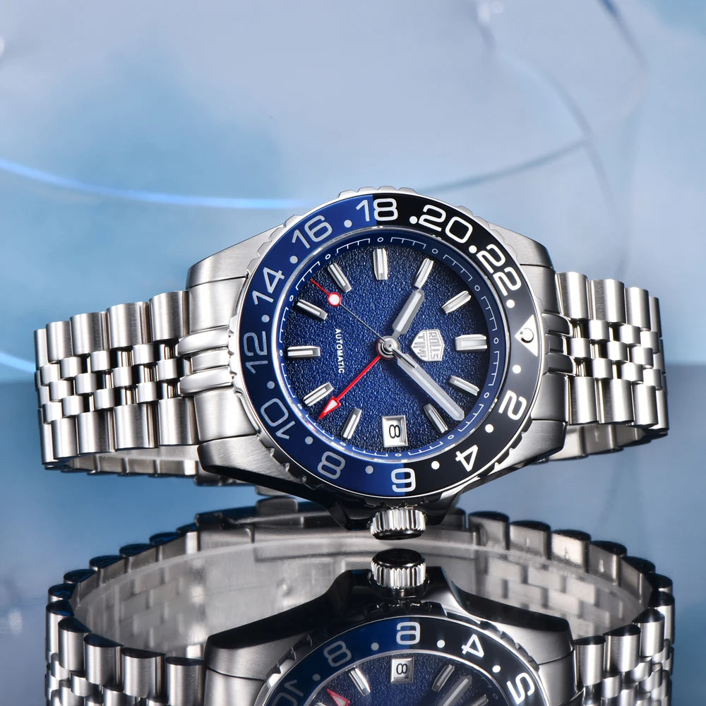 RollsTimi GMT — Automático con bisel cerámico, zafiro AR y Seiko NH34