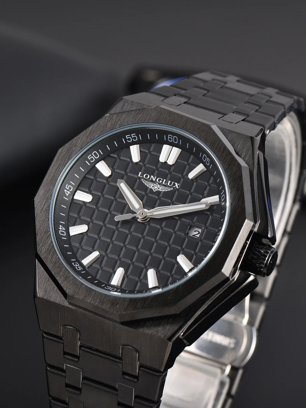 Longlux 8076LG — Reloj automático asequible con fecha en acero