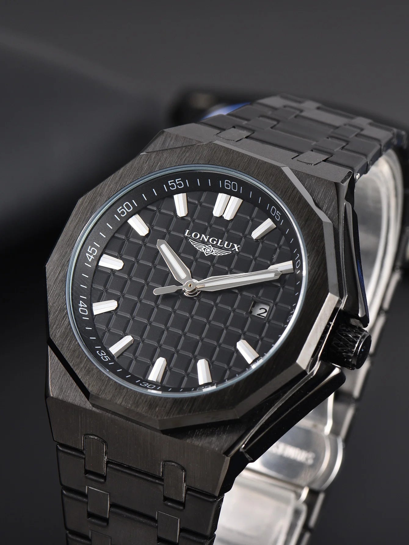 Longlux 8076LG — Reloj automático asequible con fecha en acero