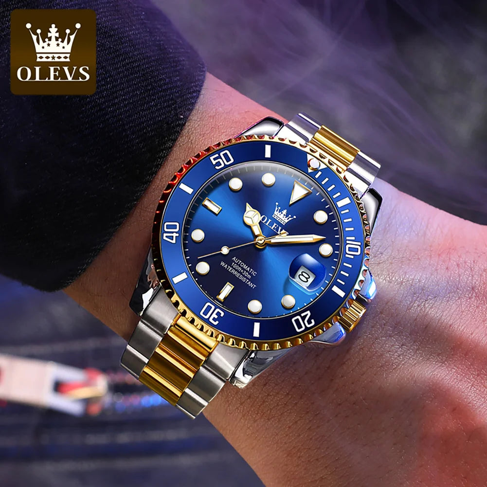 OLEVS 6650 — Reloj automático Datejust con incrustaciones de circonita