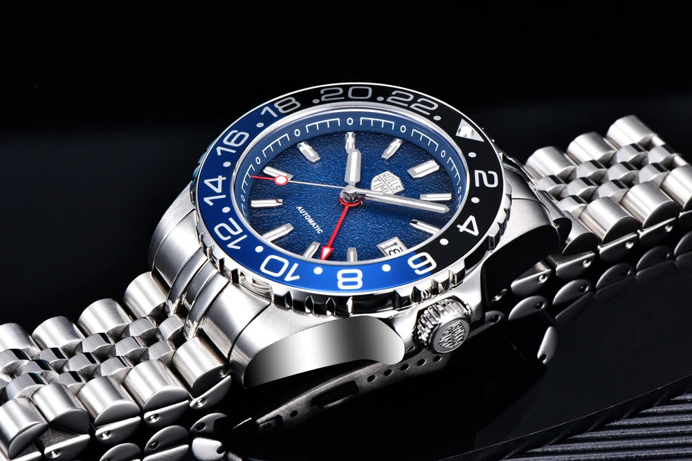 RollsTimi GMT — Automático con bisel cerámico, zafiro AR y Seiko NH34
