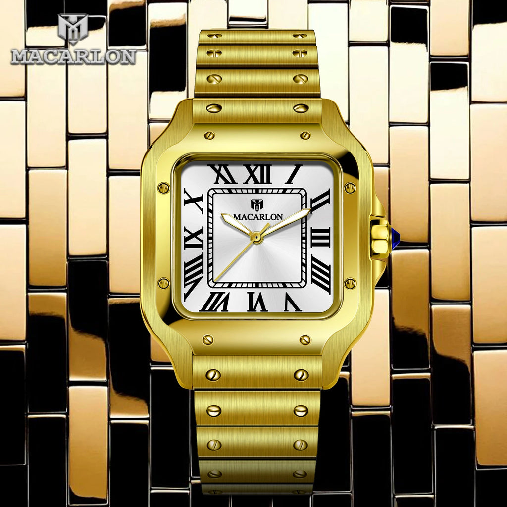 Macarlon Santos — Reloj automático cuadrado 38 mm con zafiro y Seiko NH35