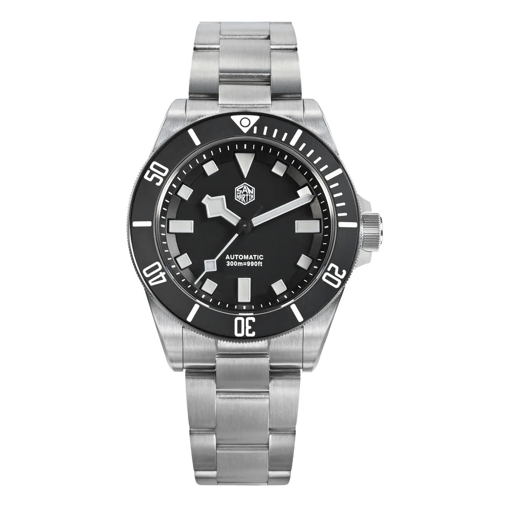 San Martin × Watchdives SN0121T — Diver Titanio 300 m con bisel cerámico