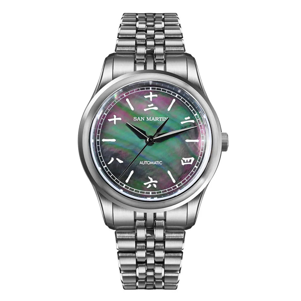 San Martin SN0144-CG4 — Gada MOP y Sparkle con Miyota 90S5 (39 mm)