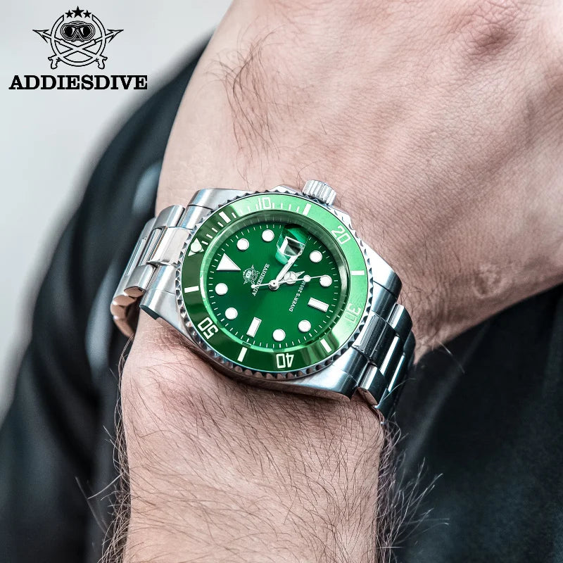 AddiesDive Diver — Reloj automático con bisel cerámico y BGW9 (20 ATM)