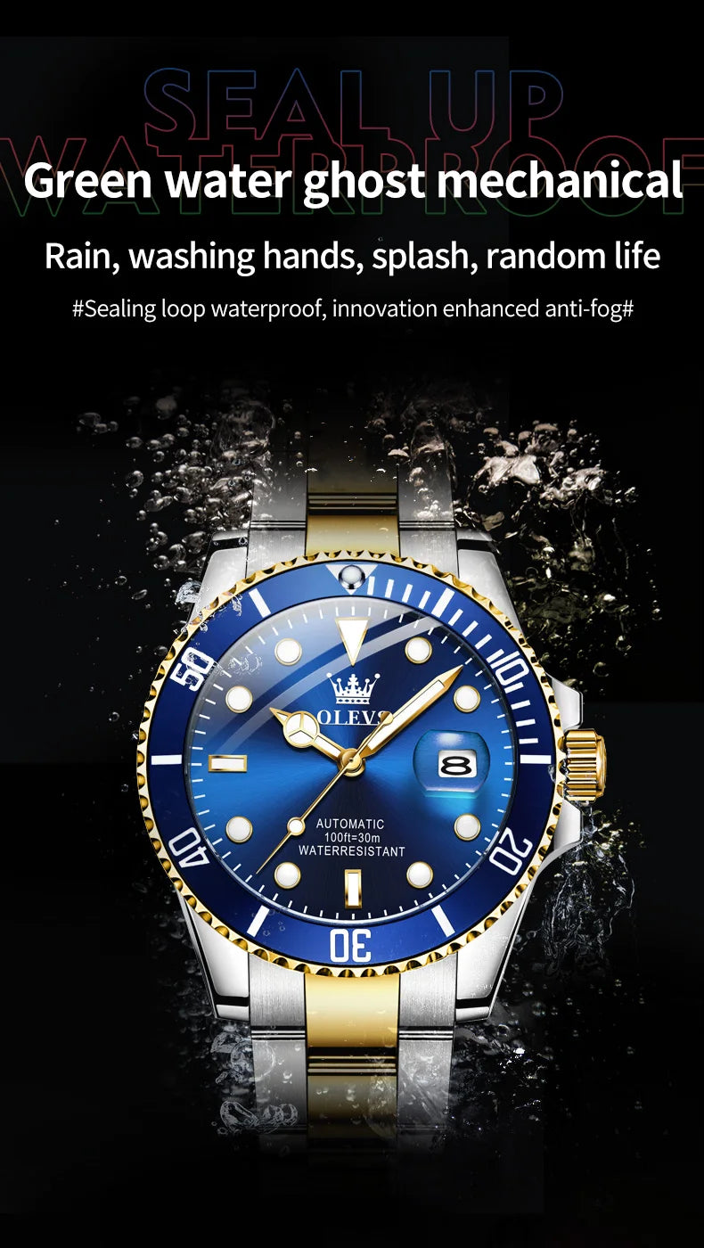 OLEVS 6650 — Reloj automático Datejust con incrustaciones de circonita