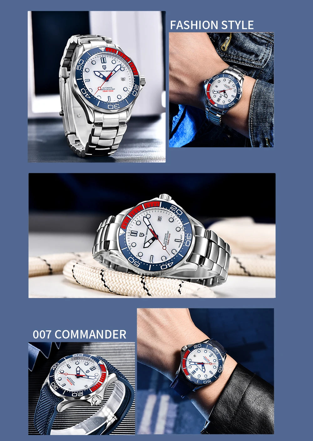 Pagani Design Automático — Reloj automático con Miyota 8215 y correa de caucho