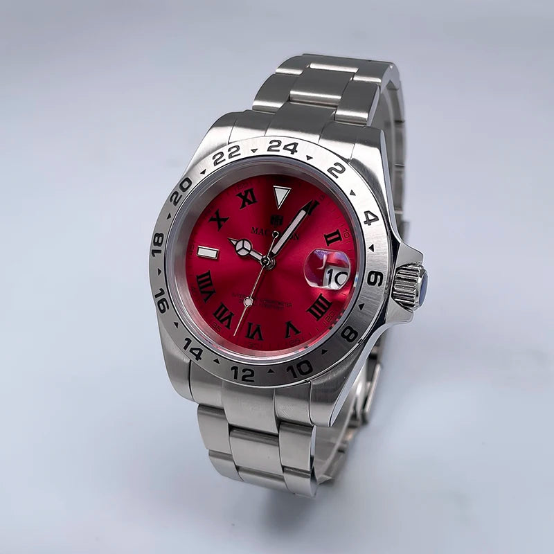 Macarlon Explorer 2 — Reloj automático 39 mm con bisel grabado y Seiko NH35