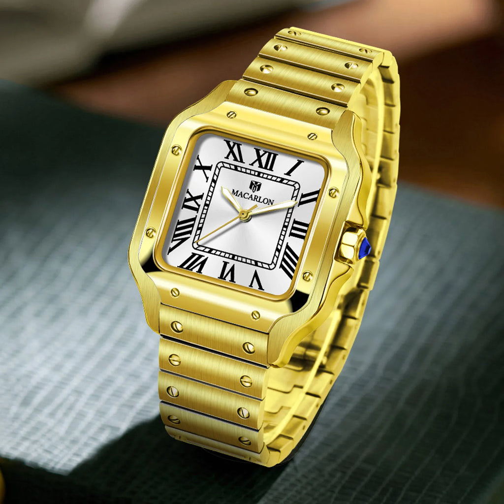 Macarlon Santos — Reloj automático cuadrado 38 mm con zafiro y Seiko NH35