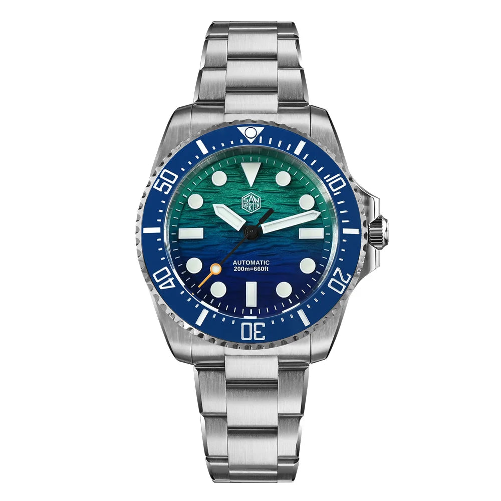 San Martin SN0126 — Submariner esfera Wave 3D esmaltada y Miyota 90S5 (38 mm)