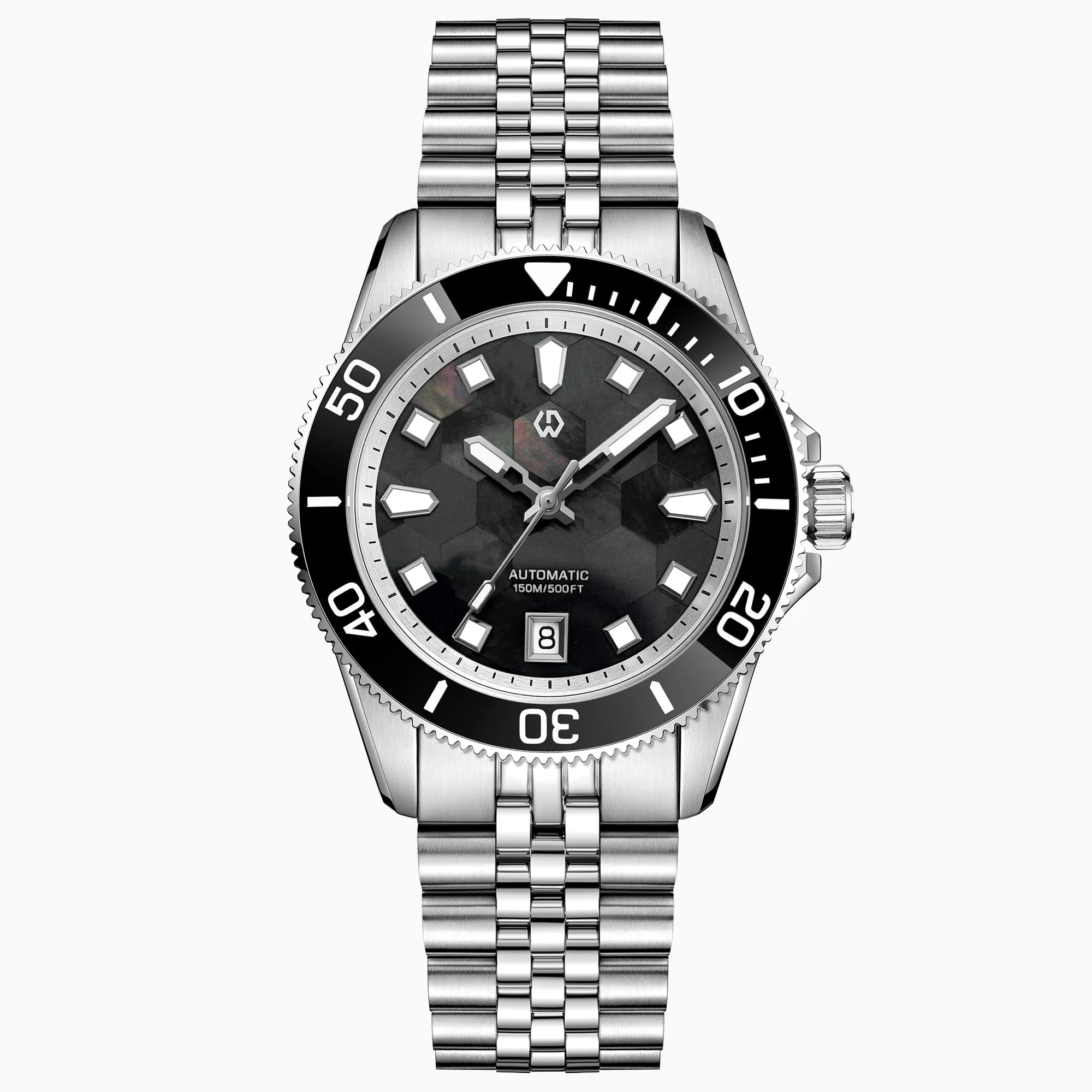 Wishdoit Black Bay — Diver automático con esfera de nácar (15 ATM)