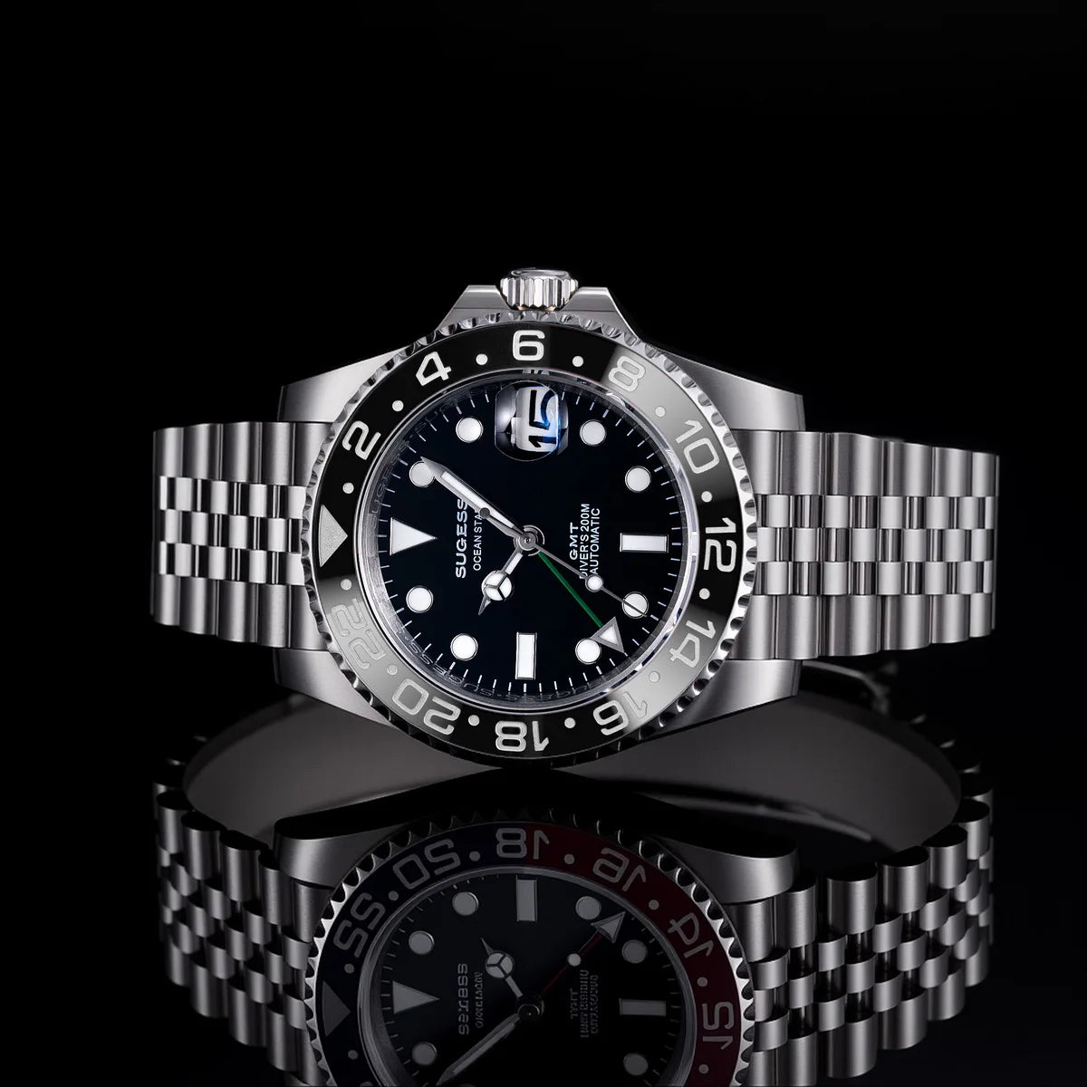 Sugess GMT — Diver automático con Peacock SL3032 y pulsera Jubilee