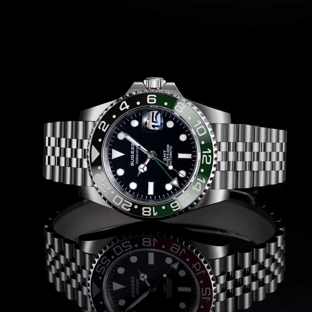 Sugess GMT — Diver automático con Peacock SL3032 y pulsera Jubilee