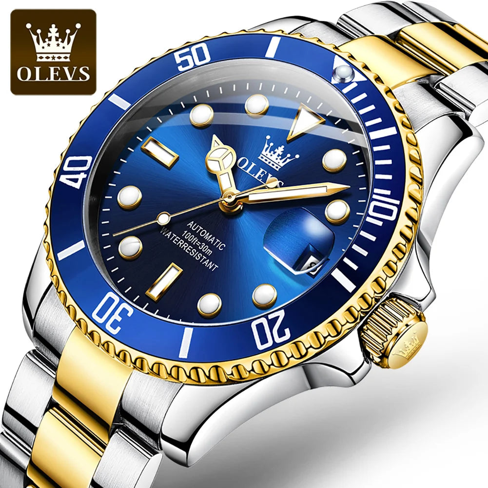 OLEVS 6650 — Reloj automático Datejust con incrustaciones de circonita