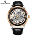Pagani Design Skeleton — Reloj automático esqueleto con correa de cuero