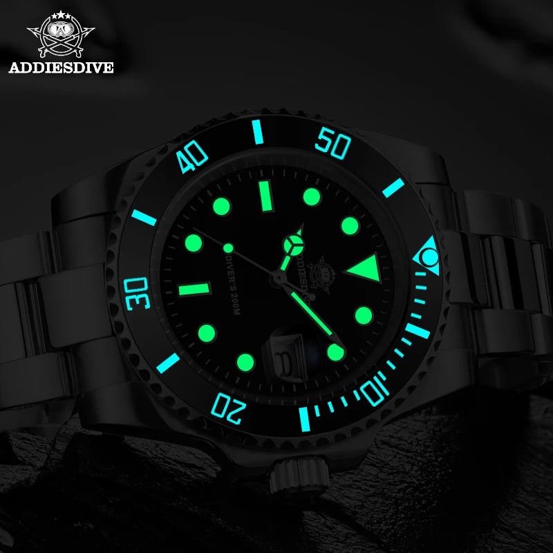 AddiesDive Diver — Reloj automático con bisel cerámico y BGW9 (20 ATM)