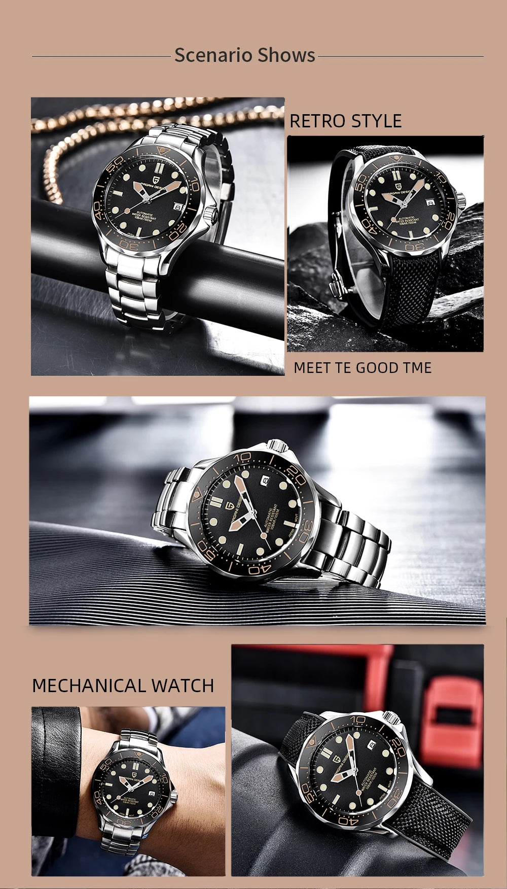 Pagani Design Automático — Reloj automático con Miyota 8215 y correa de caucho