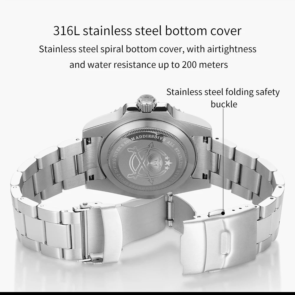 AddiesDive Diver — Reloj automático con bisel cerámico y BGW9 (20 ATM)