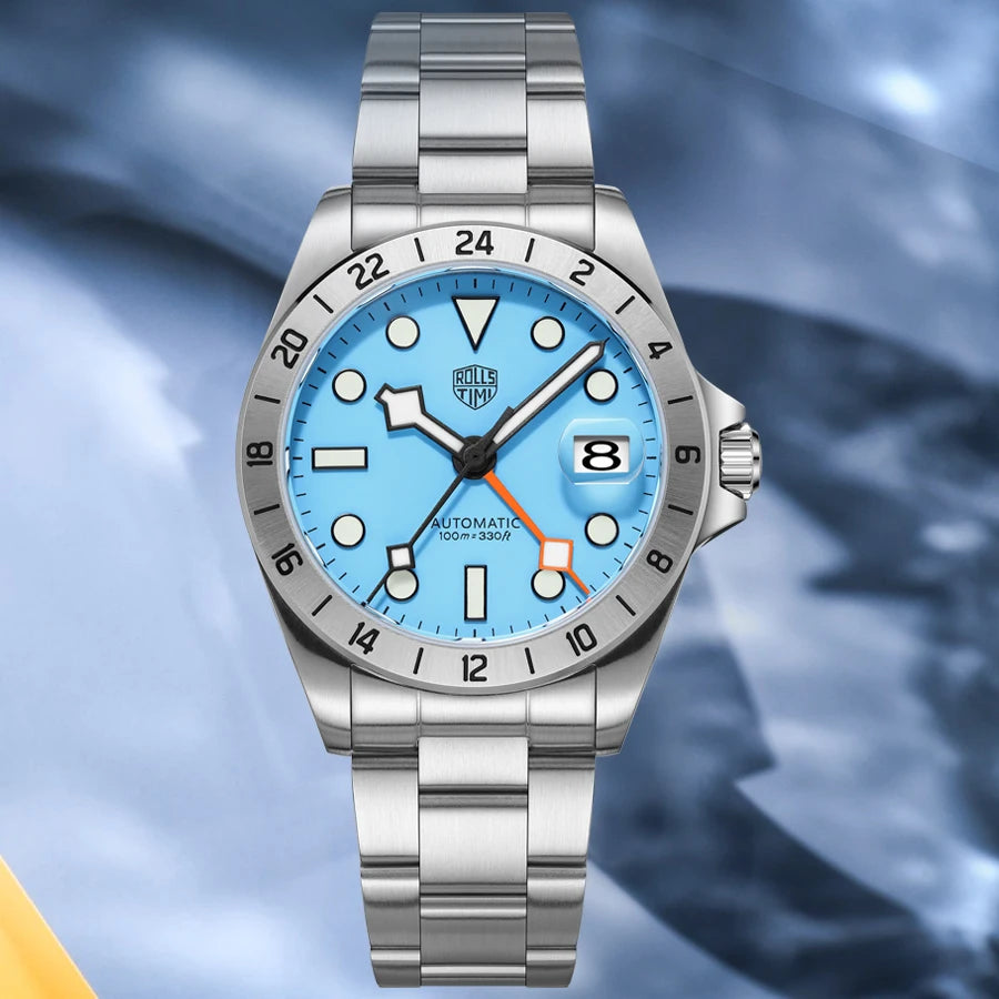 RollsTimi Explorer II — GMT automático con zafiro y Seiko NH34