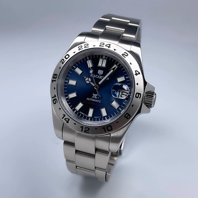 Macarlon Explorer 2 — Reloj automático 39 mm con bisel grabado y Seiko NH35