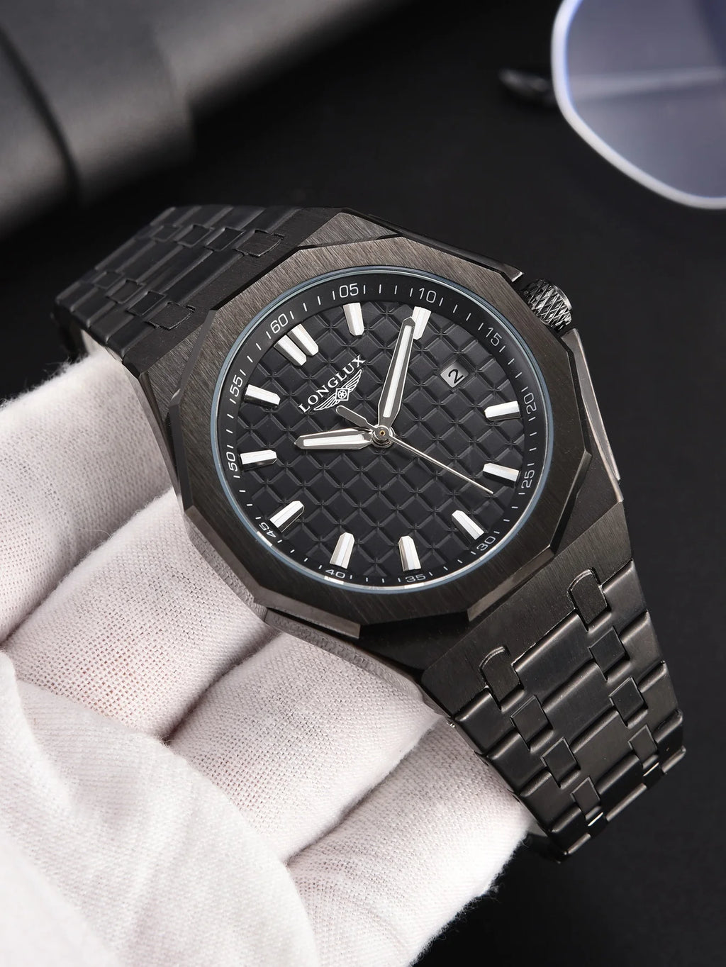 Longlux 8076LG — Reloj automático asequible con fecha en acero