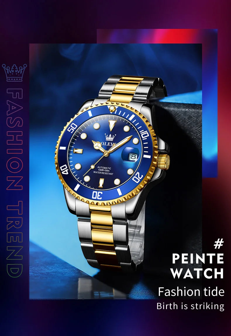 OLEVS 6650 — Reloj automático Datejust con incrustaciones de circonita
