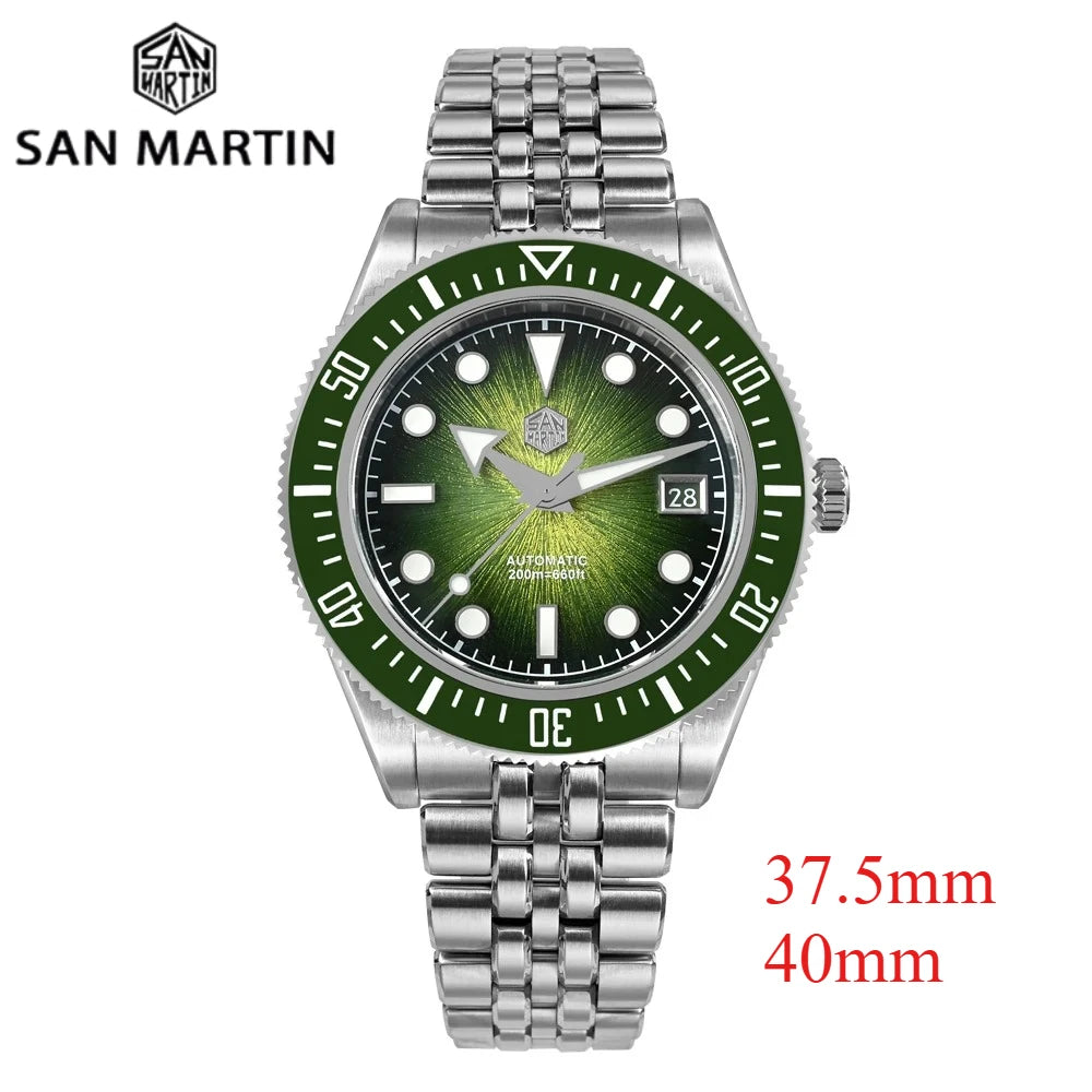 San Martin SN0148-GX — Diver esfera esmalte sunburst con Miyota 9015 (37,5 o 40 mm)