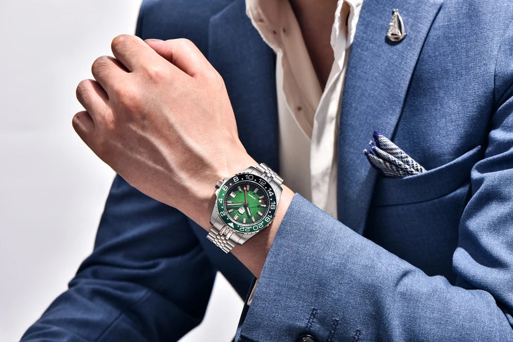 RollsTimi GMT — Automático con bisel cerámico, zafiro AR y Seiko NH34