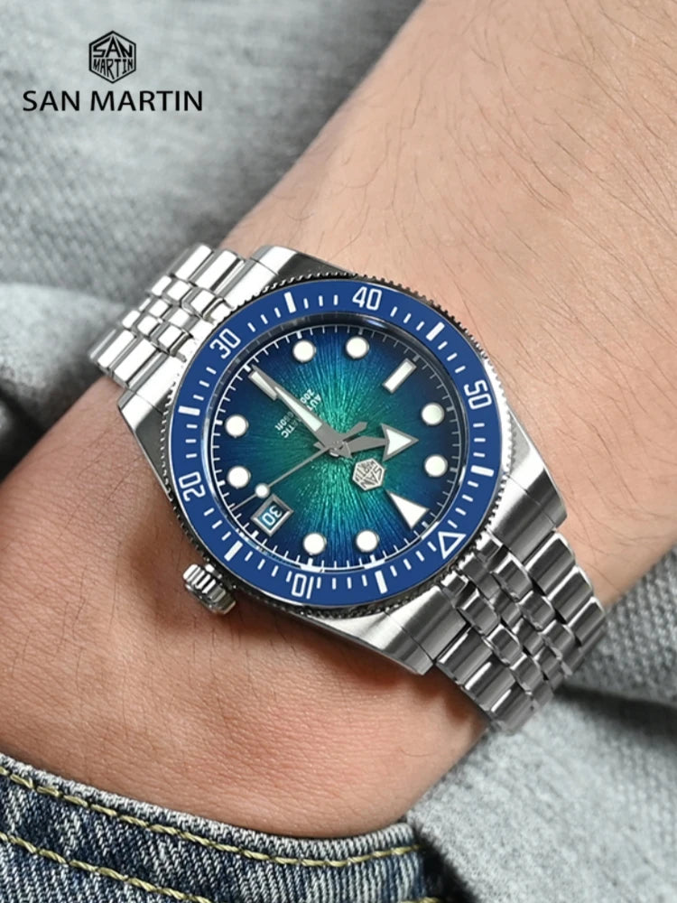 San Martin SN0148 — Submariner esfera esmalte JianZhan y Miyota 9015 (37,5 o 40 mm)
