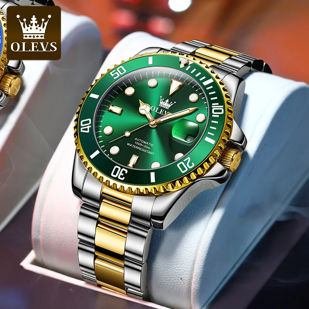 OLEVS 6650 — Reloj automático Datejust con incrustaciones de circonita